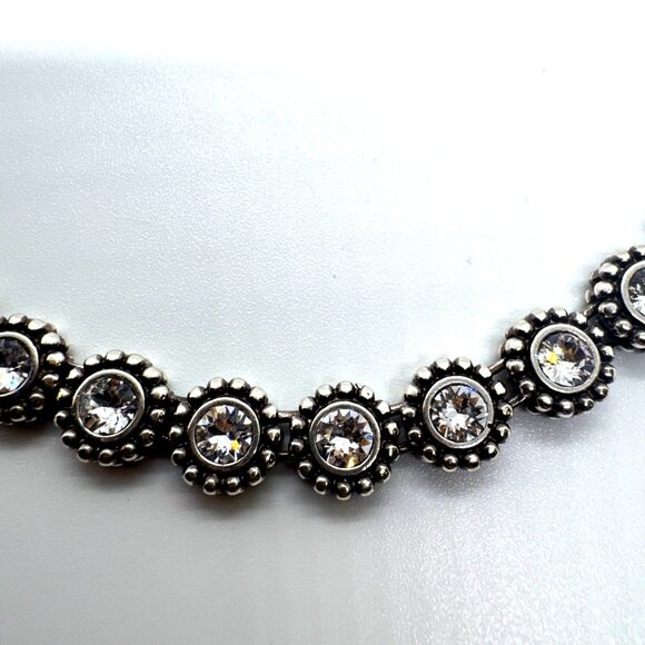 Brighton Twinkle Line Silver Tone Necklace Clear Crystal Disc Stations Pouch - Picture 3 of 10